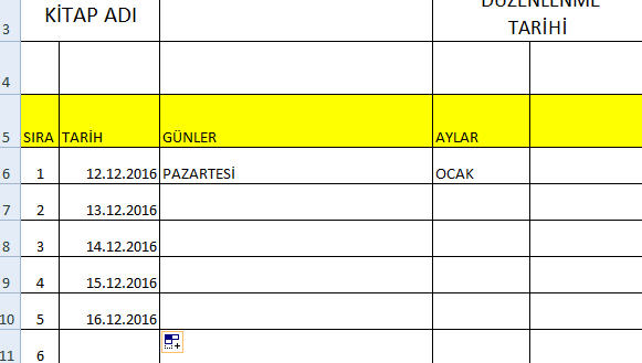 Excel Tarih Formülleri