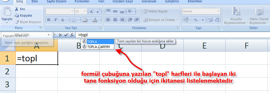 Excel Formül Yazma