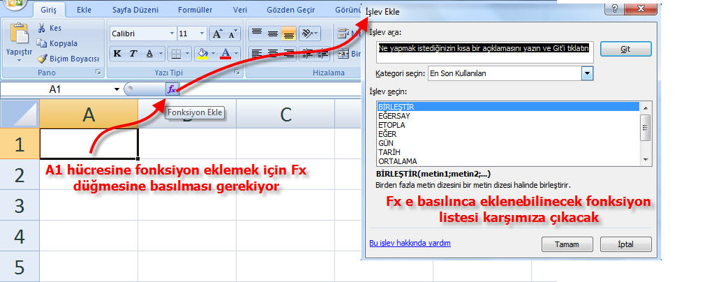 Excel Formül Yazma