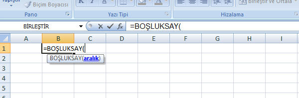 Excel Formül Yazma