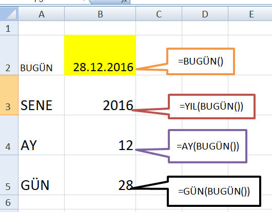 Excel Tarih Formülleri