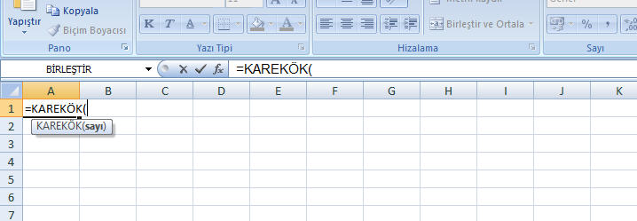 Excel Formül Yazma