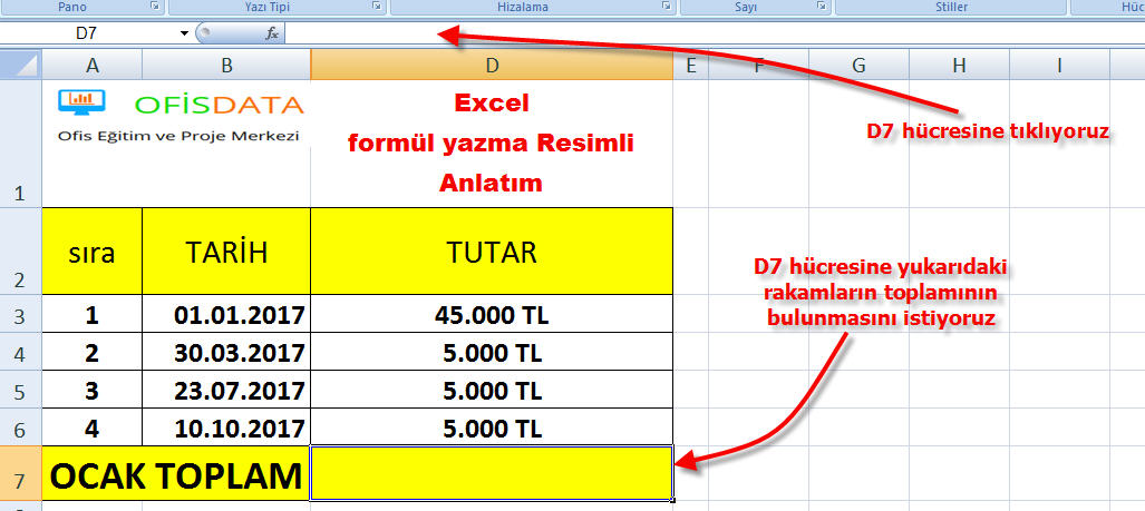 Excel Formül Yazma