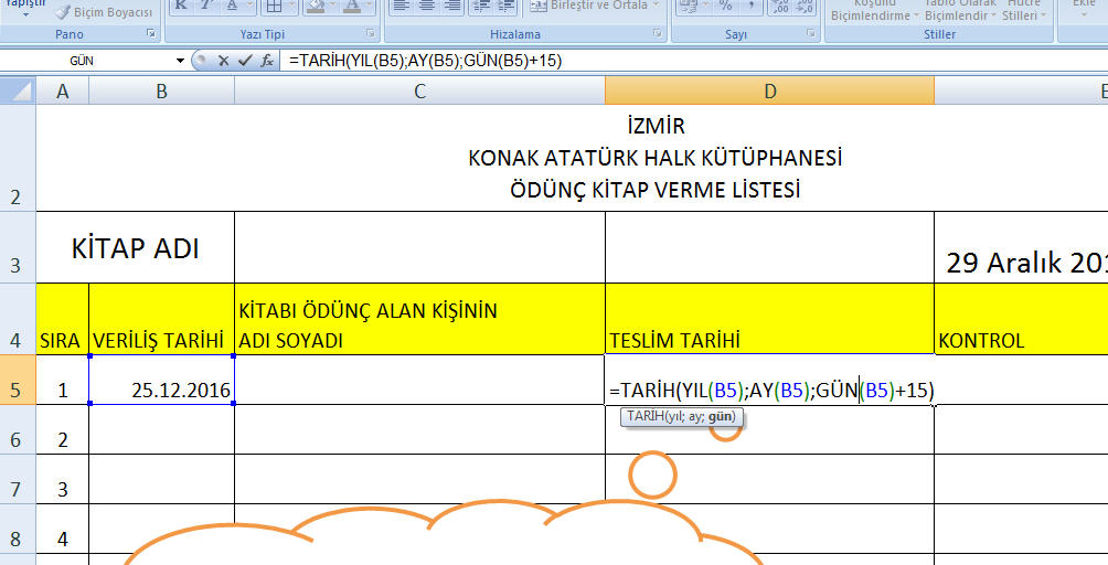 Excel Tarih Formülleri